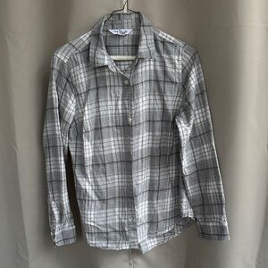 Old Navy Womens Gray Plaid FlannelButton Down Shirt sz m